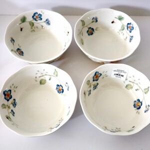Lenox NIB Set of 4 Butterfly Meadow Large All Purpose Porcelain Bowls 7”